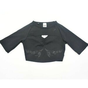GYMSHARK womens black EXO ultra short sleeve crop top Size Small